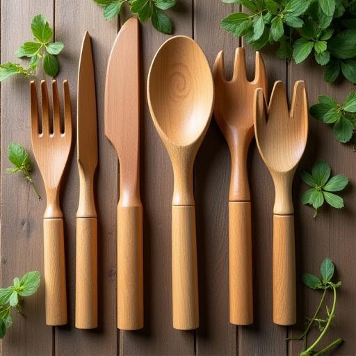 Eco-friendly wooden garden tools